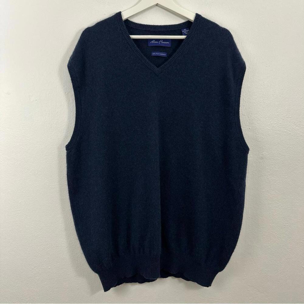 Alan Flusser Men’s 100% Cashmere Blue Sleeveless Vest Size XXL